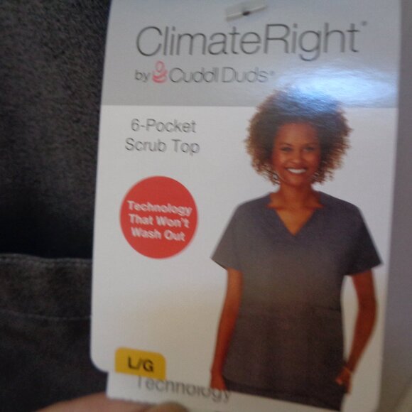CuddlDuds Climate Right 6 Pocket Nursing Scrub Top Uniform Shirt Large Gray - Picture 3 of 7